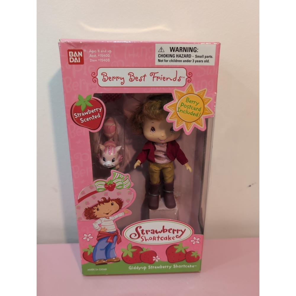 Vintage 2003 ~ Strawberry Shortcake & Custard ~ Berry Best Friends Giddy Up Doll